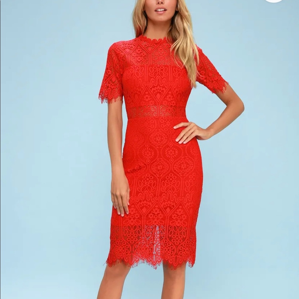 Lulu’s Remarkable Red Lace Dress